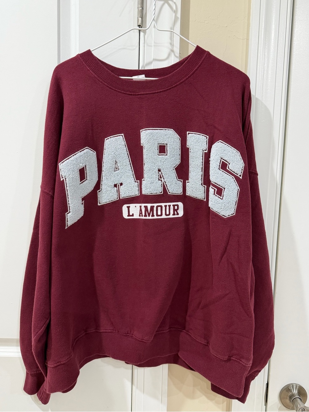 Women’s Paris L'Amour Oversized Sweatshirt - Burgundy 2X
